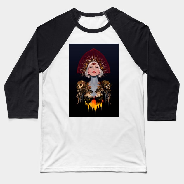 Vampire woman with golden skulls Baseball T-Shirt by ElizabethNspace